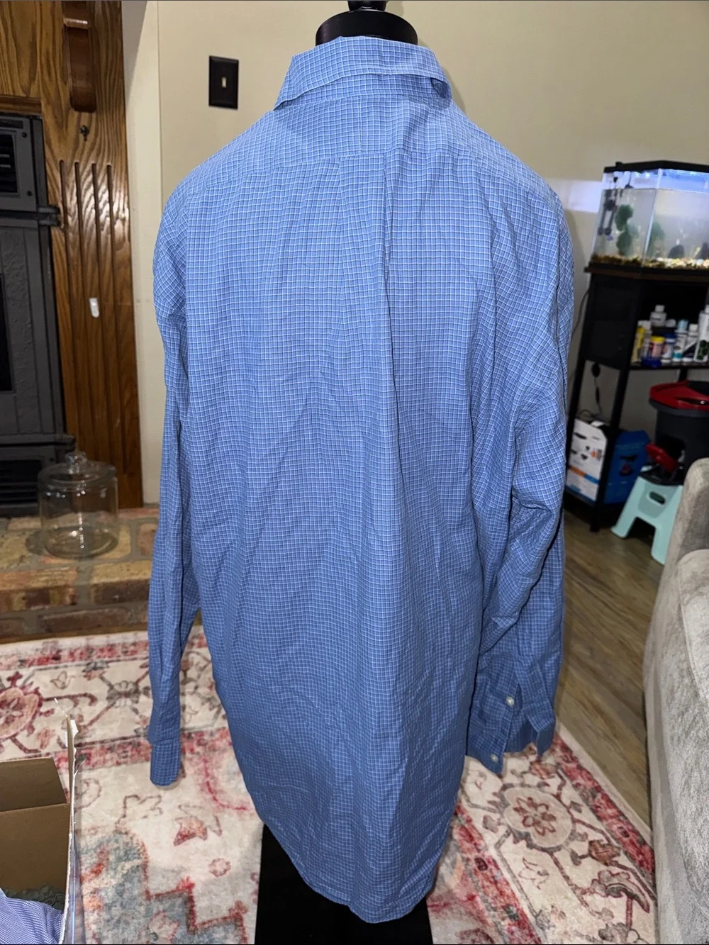 Polo by Ralph Lauren Blue Micro-Check Button-Down Shirt